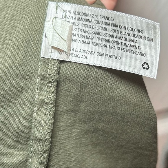 Knox Rose Olive Green Printed Star Utility Button-Down Shacket- Size Medium - Picture 7 of 7